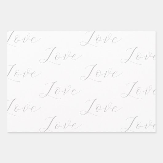 Feuille De Papier Cadeau Élégant gris blanc Mariage d'amour (Devant)