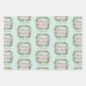 Feuille De Papier Cadeau Elegant Holly Wreath Merry Christmas (Devant)