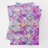 Feuille De Papier Cadeau Élégant Iridescente rose Faux Motif en verre tendu (En situation)
