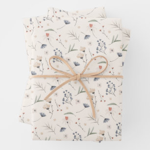 Feuille De Papier Cadeau Élégant ivoire Fleur sauvage