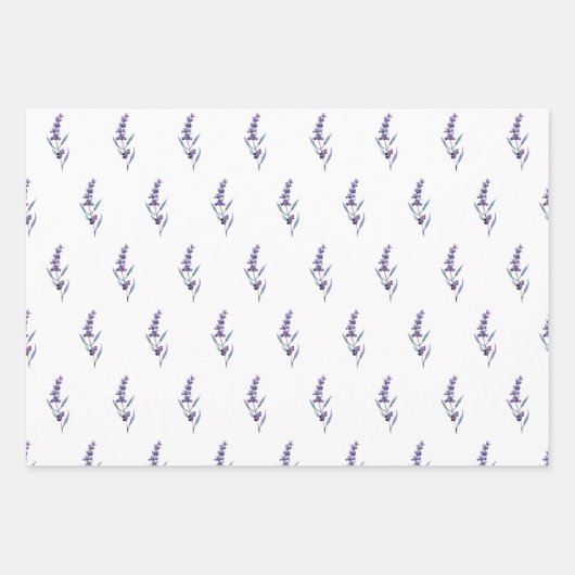 Feuille De Papier Cadeau Élégant lavande floral (Devant 2)
