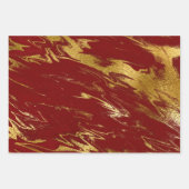 Feuille De Papier Cadeau Elégant look classique rouge & or marbre (Devant)