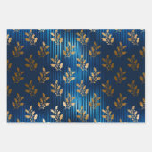 Feuille De Papier Cadeau Elégant Luxe Blue Gold Noël (Devant)
