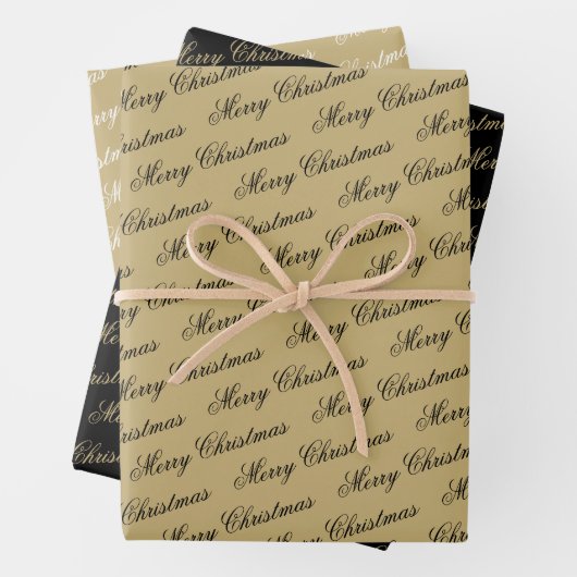 Feuille De Papier Cadeau Élégant Luxe Gold Script Joyeux Noël (En situation)