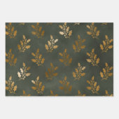 Feuille De Papier Cadeau Elégant Luxe Vert Or Noël Arbres de Noël (Devant 2)
