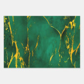 Feuille De Papier Cadeau Élégant marbre vert émeraude et or (Devant 2)