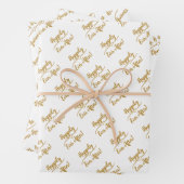 Feuille De Papier Cadeau Élégant Mariage Customisé marié Groom Or Blanc (En situation)