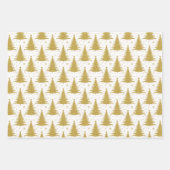 Feuille De Papier Cadeau Élégant métal or Noël Arbres Motif (Devant)