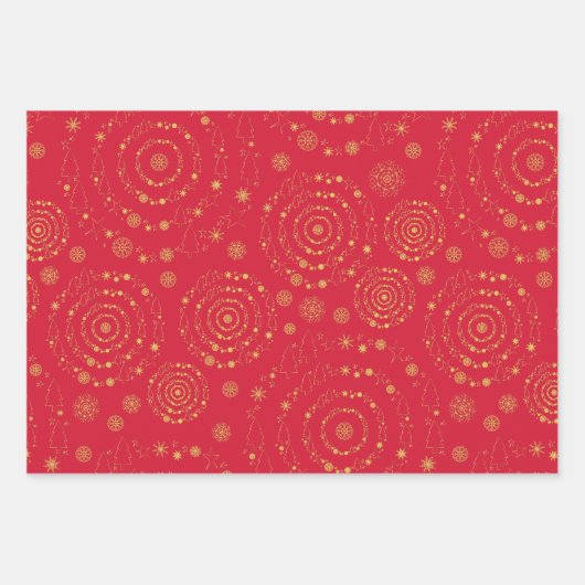 Feuille De Papier Cadeau Élégant minimal Motif Gold Red Navy blanc Wrapp (Devant)