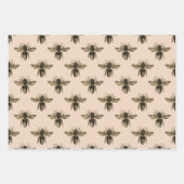 Feuille De Papier Cadeau Elégant mocha noir et or bee thème (Devant 3)