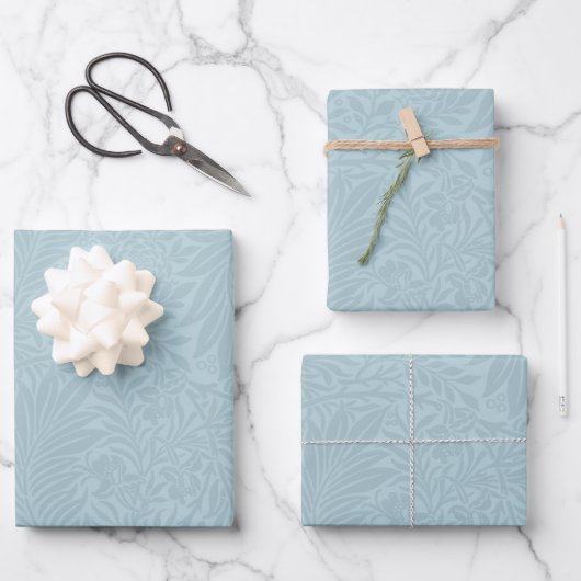Feuille De Papier Cadeau Élégant modèle floral bleu moderne (Recto)