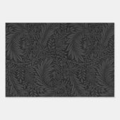 Feuille De Papier Cadeau Élégant modèle floral noir moderne (Devant 3)