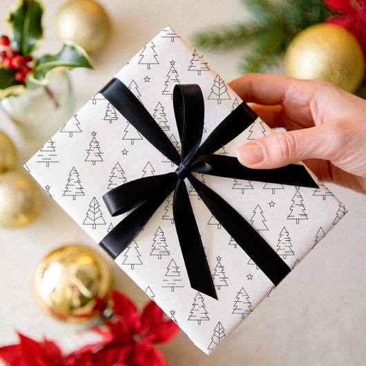 Feuille De Papier Cadeau Elegant modern minimalist holly pattern 