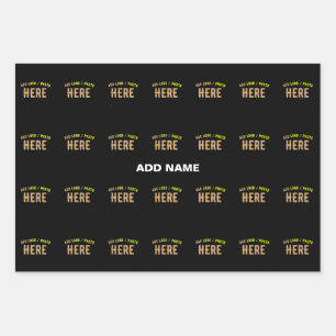 FEUILLE DE PAPIER CADEAU ÉLÉGANT MODERNE PERSONNALISABLE NOIR MARQUE VERIFI