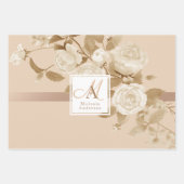 Feuille De Papier Cadeau Élégant Monogramme Beige Or Rose (Devant 3)
