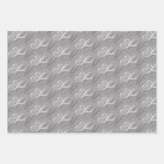 Feuille De Papier Cadeau Élégant Monogramme de script (Devant 2)