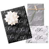 Feuille De Papier Cadeau Élégant Monogramme de script