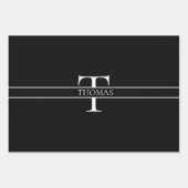 Feuille De Papier Cadeau Élégant Monogramme Personnalisé Nom Personnalisé (Devant 3)