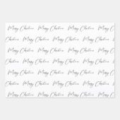 Feuille De Papier Cadeau Élégant Monotone noir blanc Joyeux Noël (Devant)