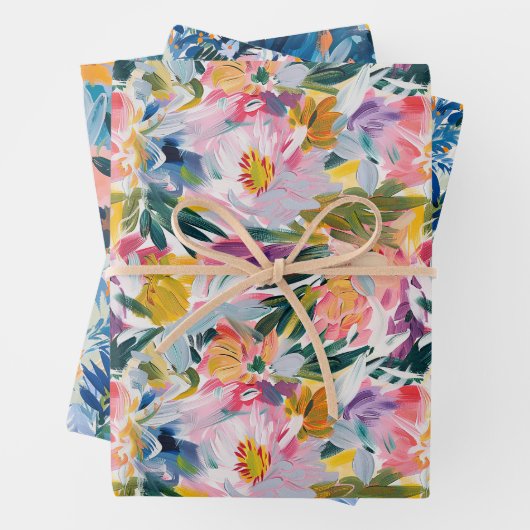 Feuille De Papier Cadeau Élégant Motif Abstrait d'art botanique (En situation)