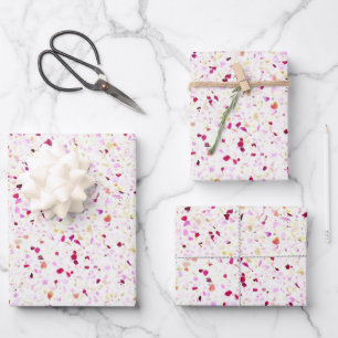 Feuille De Papier Cadeau Élégant Motif blanc rouge pourpre rétro de Terr