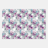 Feuille De Papier Cadeau élégant motif carrelé à fleurs (Devant 3)
