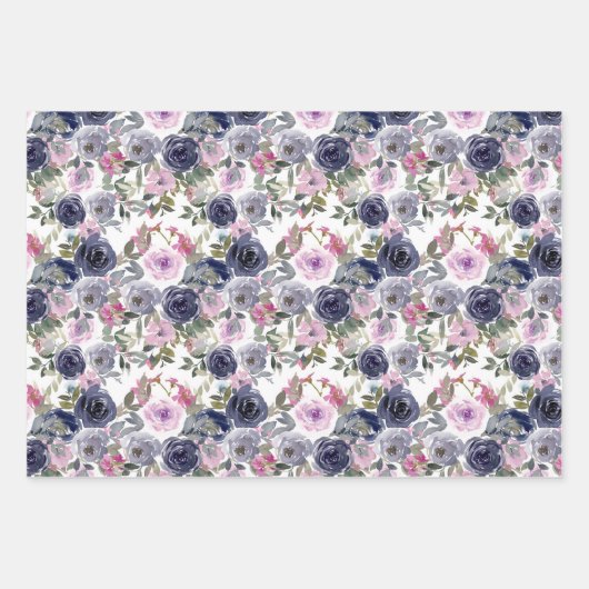 Feuille De Papier Cadeau élégant motif carrelé à fleurs (Devant 2)