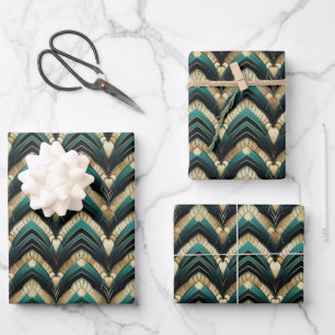 Feuille De Papier Cadeau Élégant motif carrelé Art déco