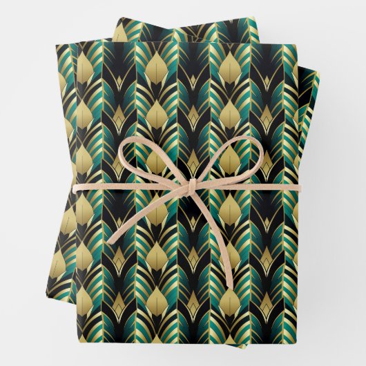 Feuille De Papier Cadeau Élégant motif carrelé Art déco (En situation)