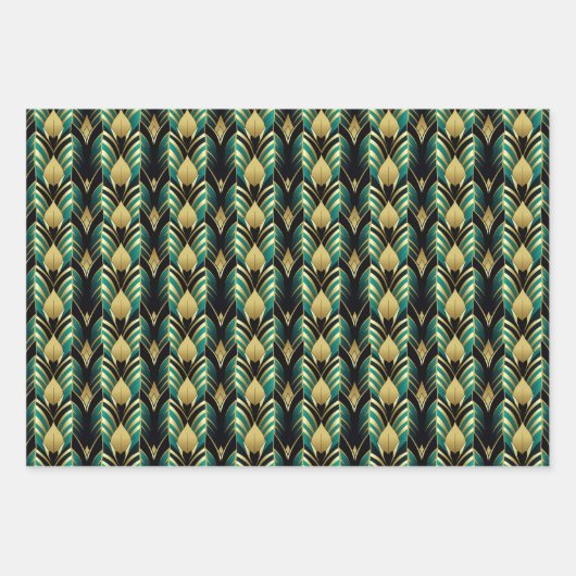 Feuille De Papier Cadeau Élégant motif carrelé Art déco (Devant)