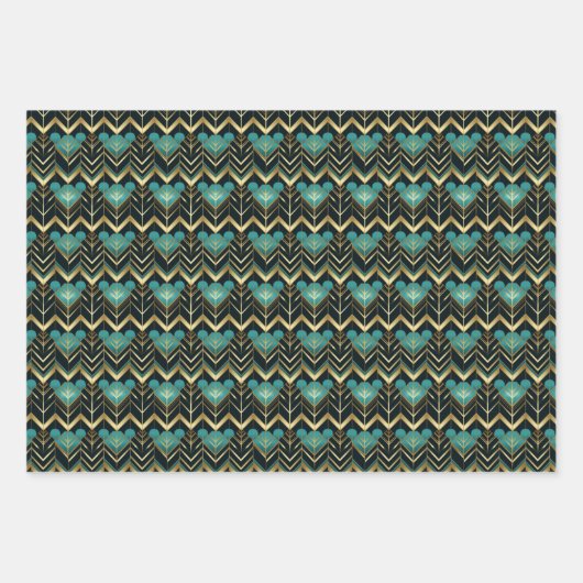 Feuille De Papier Cadeau Élégant motif carrelé Art déco (Devant 3)