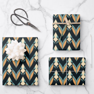 Feuille De Papier Cadeau Élégant motif carrelé Art déco