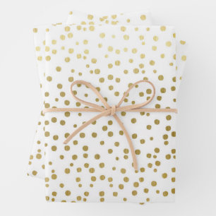 Feuille De Papier Cadeau Élégant Motif Confetti or Mariage