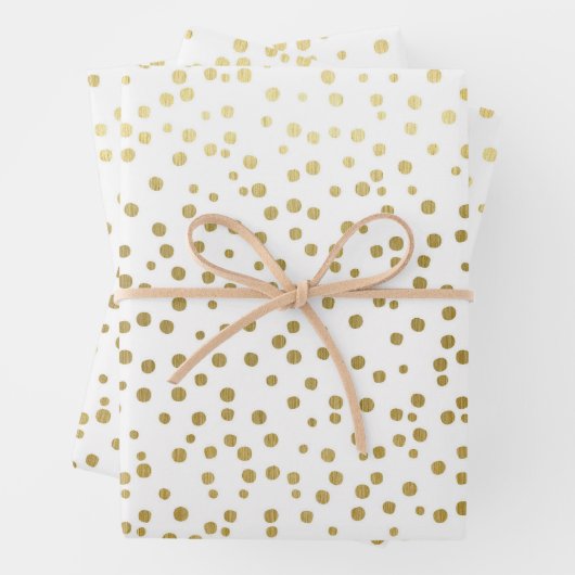 Feuille De Papier Cadeau Élégant Motif Confetti or Mariage (En situation)