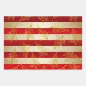 Feuille De Papier Cadeau Élégant Motif d'Arbre de Noël Or (Devant 3)
