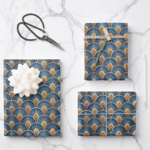 Feuille De Papier Cadeau Élégant motif de carreaux Art Déco pour fête