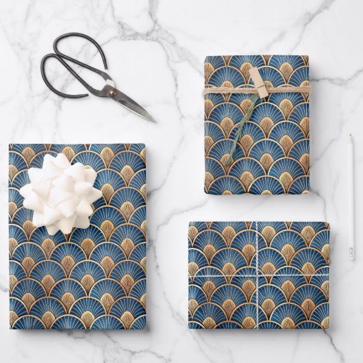 Feuille De Papier Cadeau Élégant motif de carreaux Art Déco pour fête  (Recto)