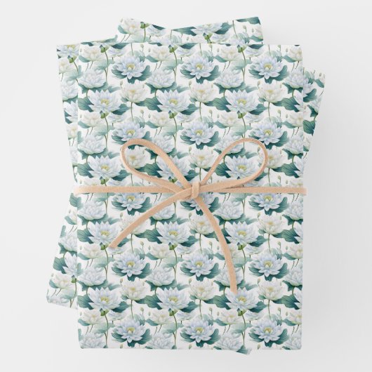 Feuille De Papier Cadeau Élégant motif de carrelage de Lotus (En situation)