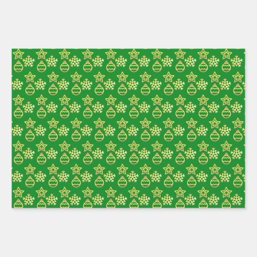 Feuille De Papier Cadeau Élégant Motif de Noël doré (Devant 3)