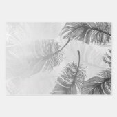 Feuille De Papier Cadeau Élégant Motif de plumes (Devant 2)