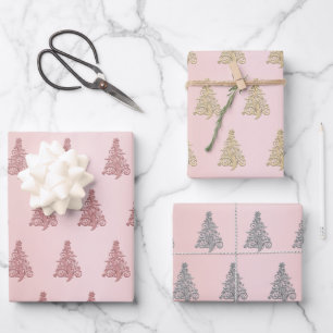 Feuille De Papier Cadeau Élégant motif de sapin de Noël