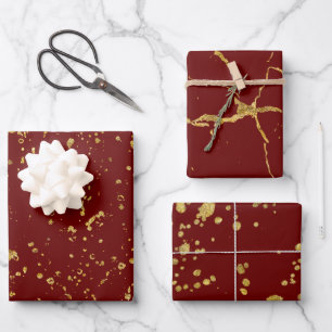 Feuille De Papier Cadeau Élégant Motif d'impression or Splashes et Streaks