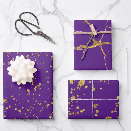 Feuille De Papier Cadeau Élégant Motif d'impression or Splashes et Streaks (Recto)