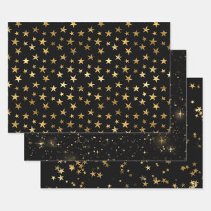 Feuille De Papier Cadeau Élégant motif étoilé céleste doré