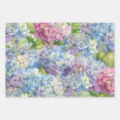 Feuille De Papier Cadeau Élégant Motif floral bleu et rose Hydrangea (Devant 3)