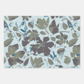 Feuille De Papier Cadeau Élégant motif floral bleu vert (Devant)