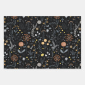 Feuille De Papier Cadeau Élégant motif floral chic foncé (Devant 3)