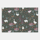 Feuille De Papier Cadeau Élégant motif floral chic foncé (Devant)