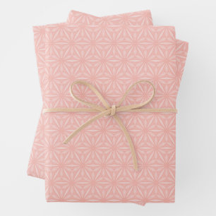 Feuille De Papier Cadeau Élégant motif floral géométrique rose pâle