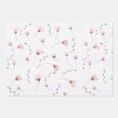 Feuille De Papier Cadeau Elégant motif floral rose aquarelle (Devant 2)